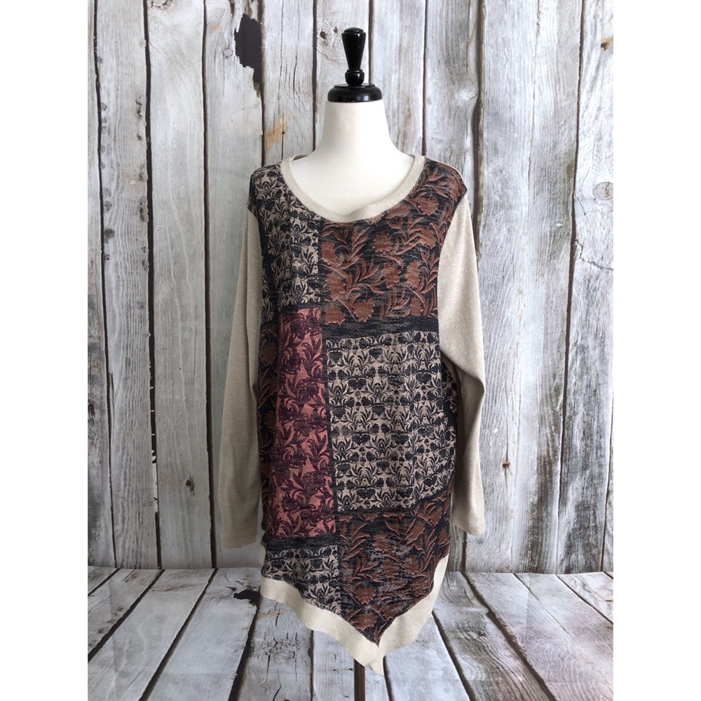 Democracy Asymmetrical Patchwork Knit Top